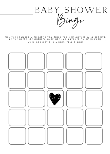 AH1 - Baby Shower Bingo design preview