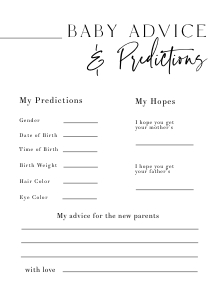 AH1 - Baby Advice & Predictions 5x7 design preview