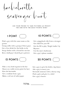 WL1 - Bachelorette Scavenger Hunt design preview