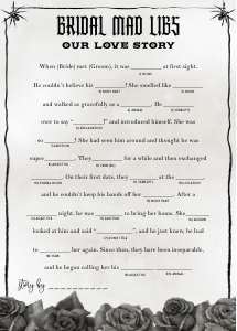 NX1 - Bridal Mad Libs - Our Love Story - 5x7: NX1 - 40 Bachelorette Games
