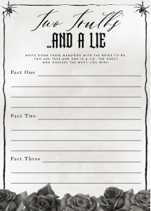 NX1 - Two Truths & A Lie - 5x7: NX1 - 40 Bachelorette Games