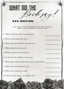 NX1 -  What Did The Bride Say XXX - 5x7: NX1 - 40 Bachelorette Games