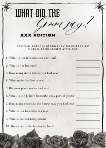 NX1 - What Did The Groom Say XXX - 5x7: NX1 - 40 Bachelorette Games