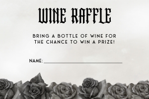 NX1 - Wine Raffle Card 6x4: NX1 - 40 Bachelorette Games