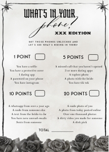 NX1 - Whats In Your Phone XXX - 5x7: NX1 - 40 Bachelorette Games