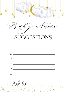 LS1 - Baby Name Suggestions Card - 3.5x5: LS1 - Baby Name Suggestions