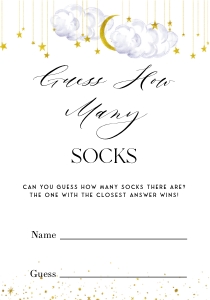 LS1 - Socks Guessing Game Card - 3.5x5: LS1 - Socks Guessing Game