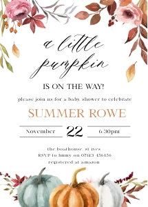PM1 - Little Pumpkin Invite 5x7 design preview
