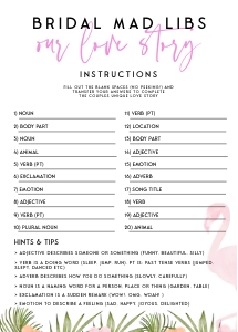 MB1 - Bridal Mad Libs design preview