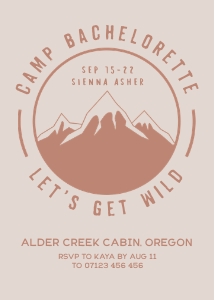 PN1 - Camp Mountains Bachelorette Invite 5x7 design preview