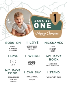 OHC - My First Year - 8.5x11: OHC - First Year Stats Sign
