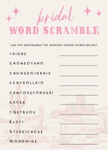 HLR - Bridal Word Scramble - 5x7: HLR - 35 Games