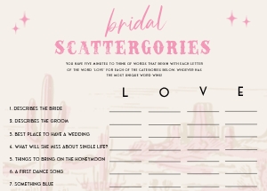 HLR - Bridal Scattergories - 5x7: HLR - 35 Games