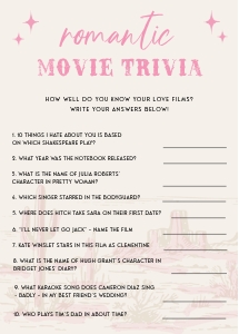 HLR - Romantic Movie Trivia - 5x7: HLR - 35 Games