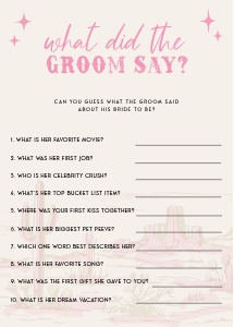 HLR - What Did The Groom Say - 5x7: HLR - 35 Games