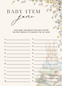 ANC - Baby Item Game - 5x7: ANC - 35 Floral Rabbit Games