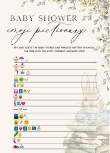 ANC - Baby Shower Emoji Pictionary - 5x7: ANC - 35 Floral Rabbit Games