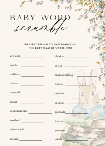ANC - Baby Word Scramble - 5x7: ANC - 35 Floral Rabbit Games