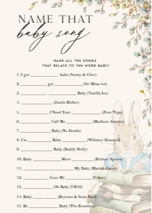 ANC - Name That Baby Song - 5x7: ANC - 35 Floral Rabbit Games