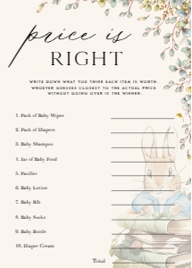 ANC - Price Is Right - 5x7: ANC - 35 Floral Rabbit Games