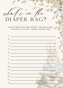 ANC - What's In The Diaper Bag - 5x7: ANC - 35 Floral Rabbit Games