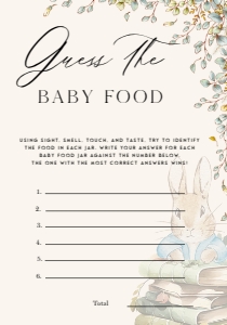 ANC - Baby Food Card. 3.5x5: ANC - 35 Floral Rabbit Games