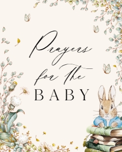 ANC - Prayers For The Baby Sign - 8x10: ANC - 35 Floral Rabbit Games