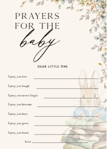 ANC - Prayers For The Baby Card - 5x7: ANC - 35 Floral Rabbit Games