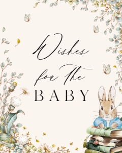 ANC - Wishes For The Baby Sign - 8x10: ANC - 35 Floral Rabbit Games