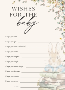 ANC - Wishes For The Baby Card - 5x7: ANC - 35 Floral Rabbit Games