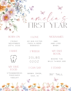 LWF - My First Year Stats Sign - 11x14 - WO: LWF - First Year Stats