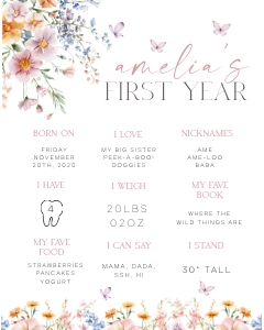 LWF - My First Year Stats Sign - 16x20 - WO: LWF - First Year Stats