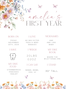 LWF - My First Year Stats Sign - 18x24 - WO: LWF - First Year Stats