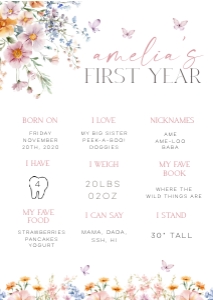 WF - My First Year Stats Sign - A3 - 11.7x16.5 - WO: LWF - First Year Stats
