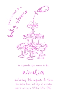 HD - Baby Shower Invite - 5x7 - Front Pink: HD2 - Invitation Pink