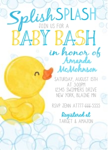 Duck Watercolor Baby Shower (Blue & Yellow): Rubber Duck Baby Shower Invitations