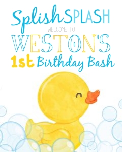 Watercolor Duck Birthday Sign (Prints at 16x20 or 8x10) design preview