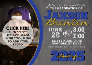 Graduation Chalkboard - Grey, Blue, Gold design preview