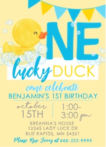ONE Lucky Duck Watercolor Rubber Duck - Boy on Pastel Yellow (2): ONE Lucky Duck Watercolor Rubber Duck - Boy on Pastel Yellow (2)