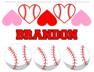 Free Printable Add Ons for Baseball Valentines - PAGE 1 - 8.5x11'': Easy DIY Printable Baseball Field Valentines Box Topper