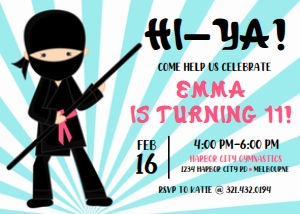 Ninja Birthday Pink design preview