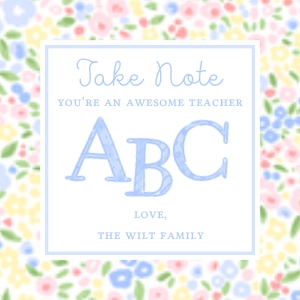 Teacher Appreciation - Gift Tag - Take Note, Blue Floral design preview