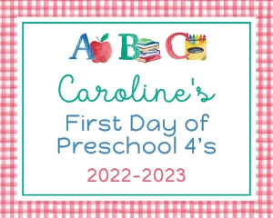 School Sign - ABC (red gingham): School Sign - ABC (red gingham)
