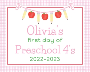 Back to School Sign - Apple Banner, Pink: Back to School Sign - Apple Banner, Pink