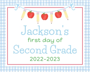 Back to School Sign - Apple Banner, Blue: Back to School Sign - Apple Banner, Blue