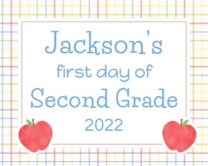 First Day of School Sign - Colorful Plaid with Apples: First Day of School Sign - Colorful Plaid with Apples