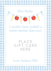 Teacher Appreciation - Gift Card Holder, Apples, Blue design preview
