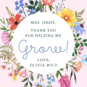 Teacher Appreciation - Gift Tag, Grow, Pink design preview