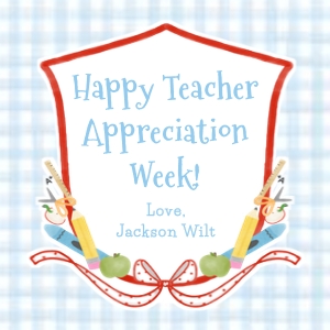 Teacher Appreciation - Gift Tag - School Supplies, Blue design preview