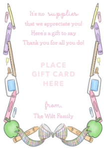 Teacher Appreciation - Gift Card Holder - Pastel School Supplies, Pink design preview